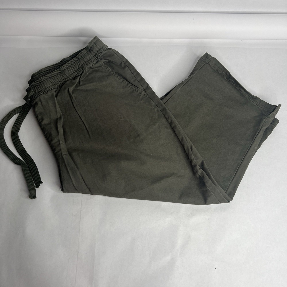 Denim & Co Twill Capri Pant Sage Green Long Shorts Pull On Crop Pant M